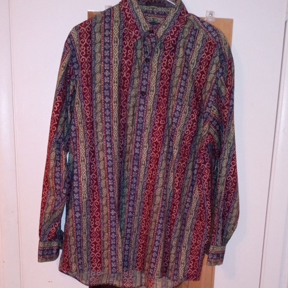 Van Heusen Men's Red and Blue Patterned Shirt